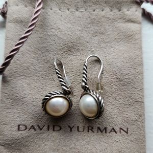 David Yurman cable pearl drop earrings,  excellent condition authentic